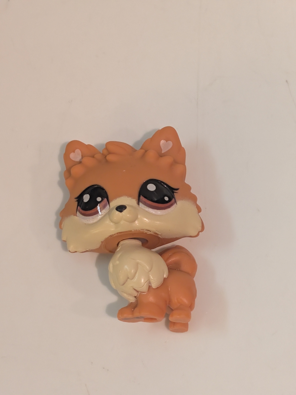 Littlest Pet Shop LPS G7 #174 Pomeranian Dog Orange Cream Heart Ears Hasbro